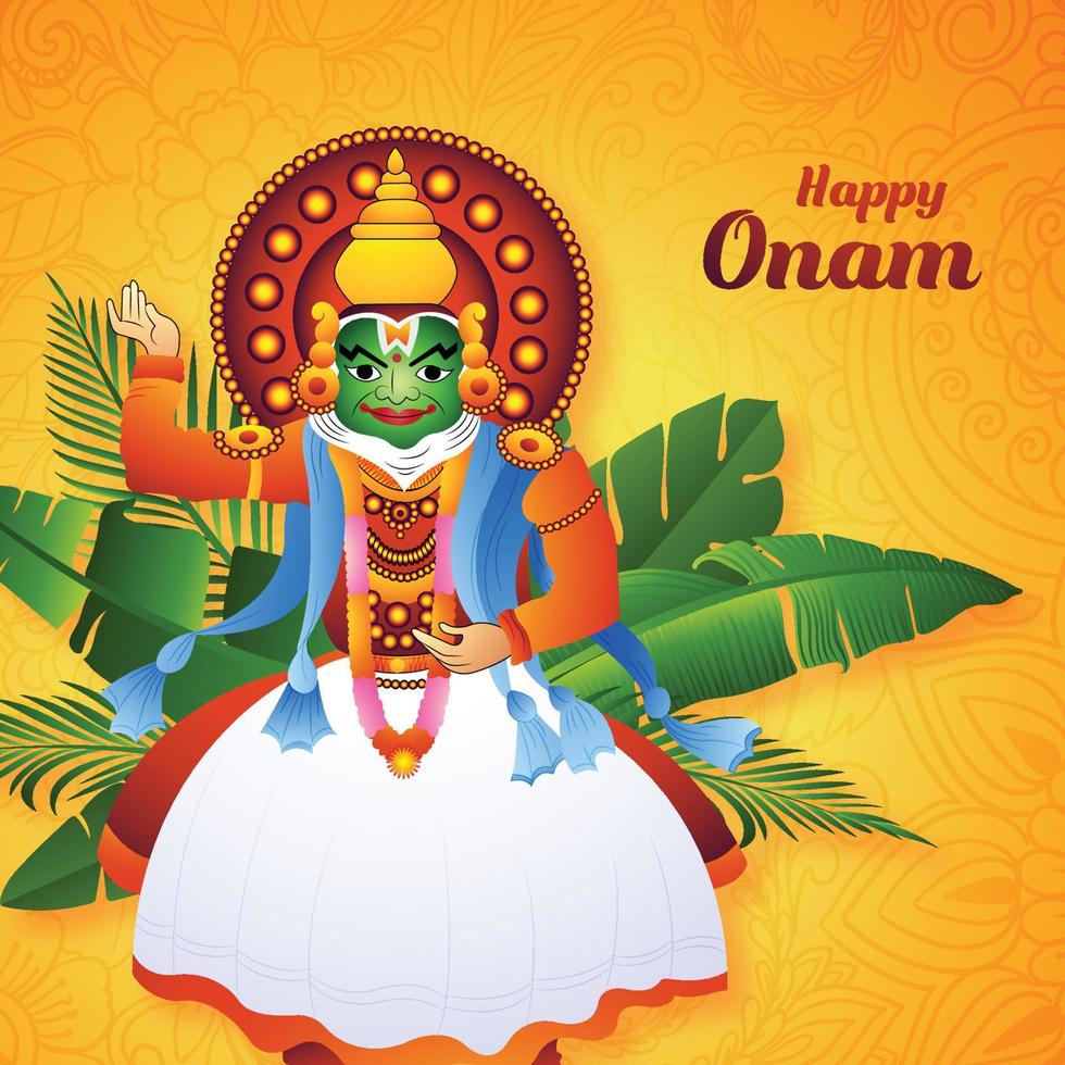 Happy onam festival of south india kerala on illustration background vector