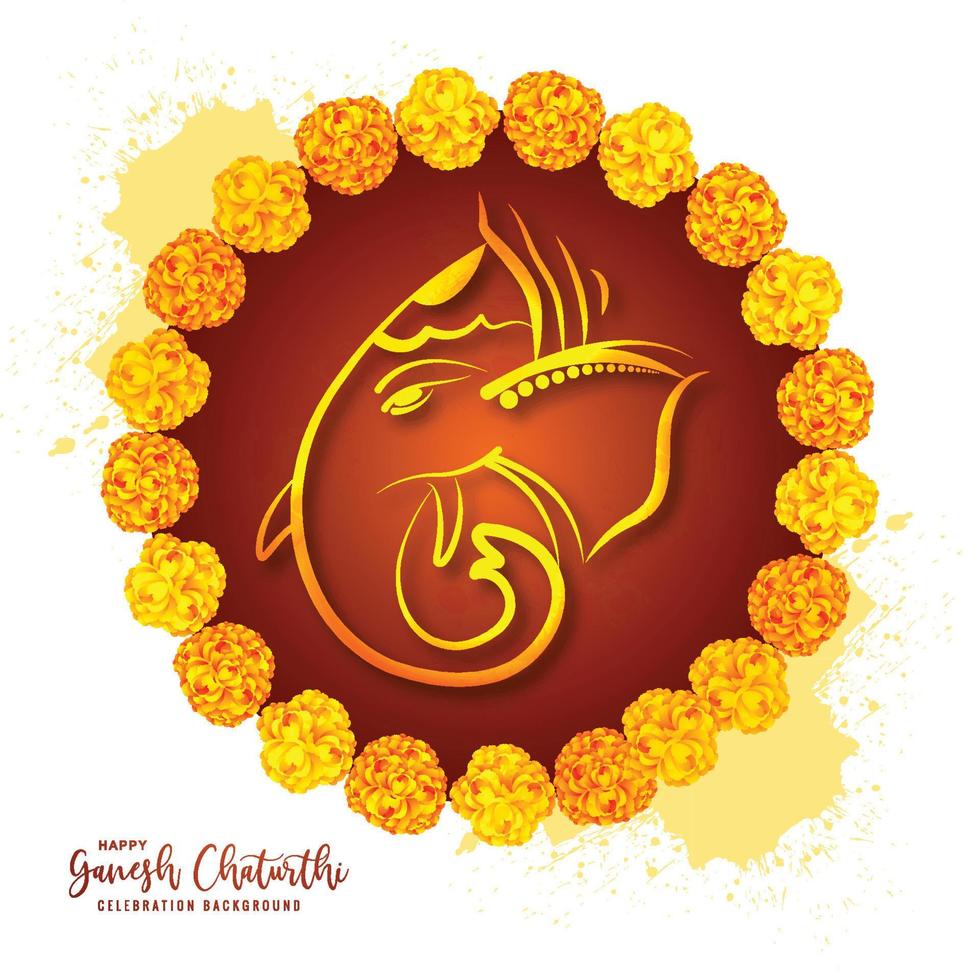 feliz festival de ganesh chaturthi con fondo de tarjeta de cabeza de lord ganesha vector