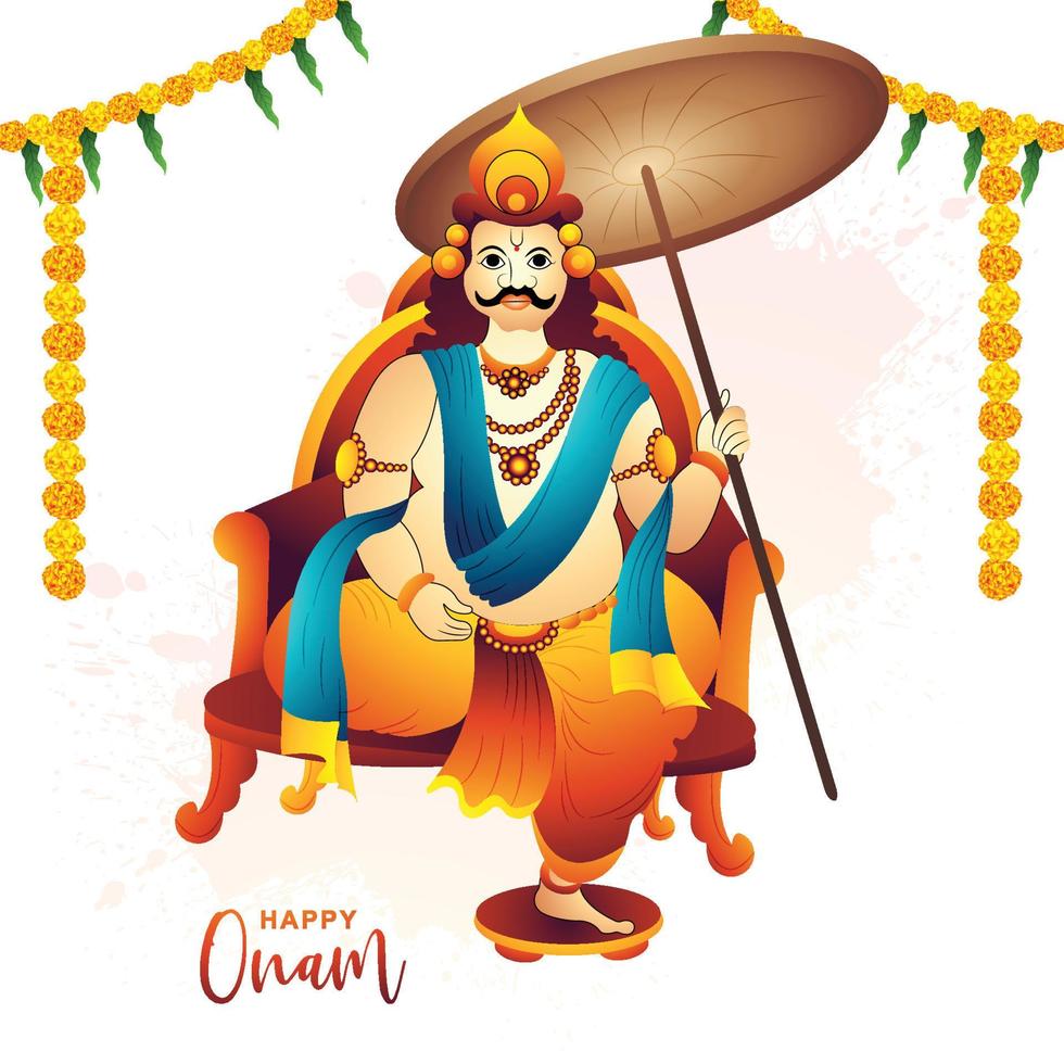 Happy onam festival of south india kerala holiday illustration background vector