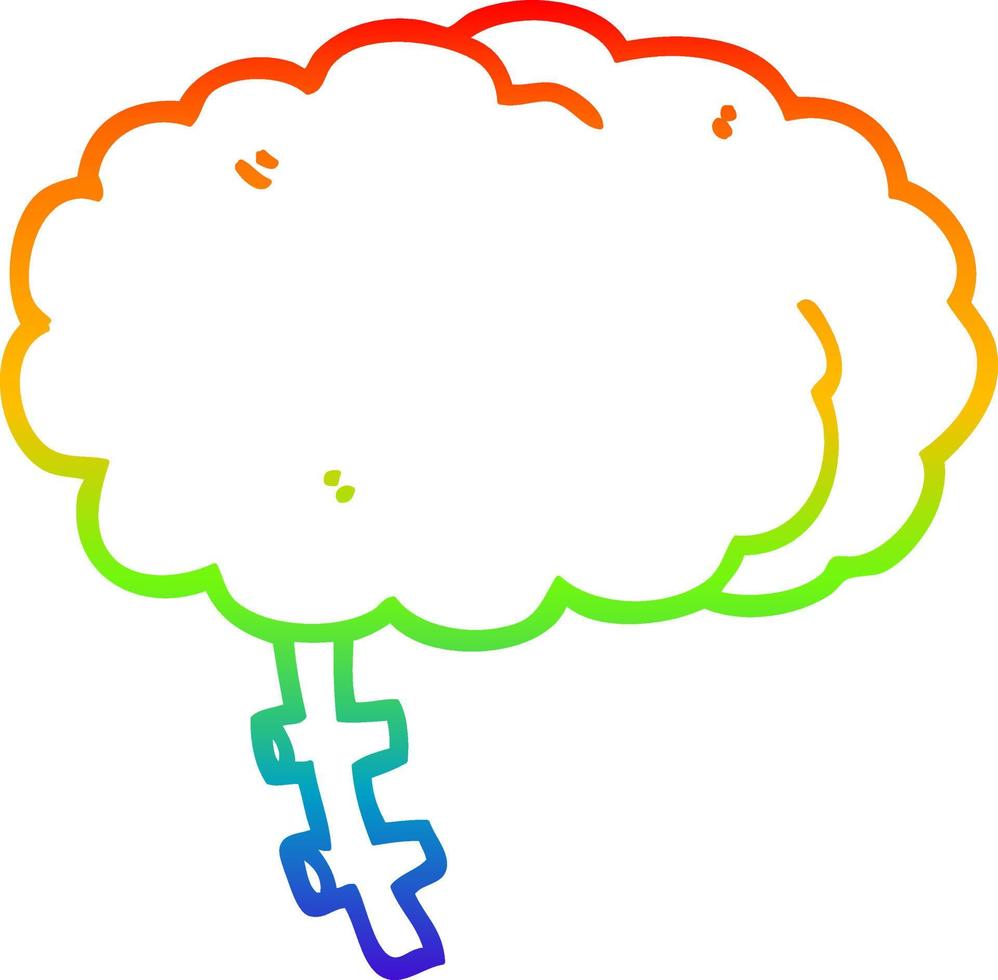 rainbow gradient line drawing cartoon brain vector