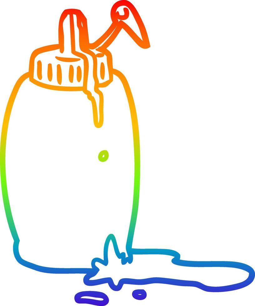 botella de ketchup de tomate de dibujo de línea de gradiente de arco iris vector