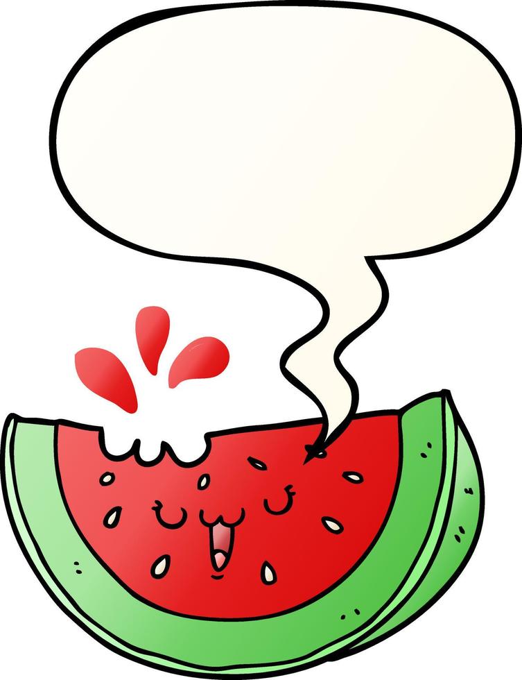 cartoon watermelon and speech bubble in smooth gradient style vector