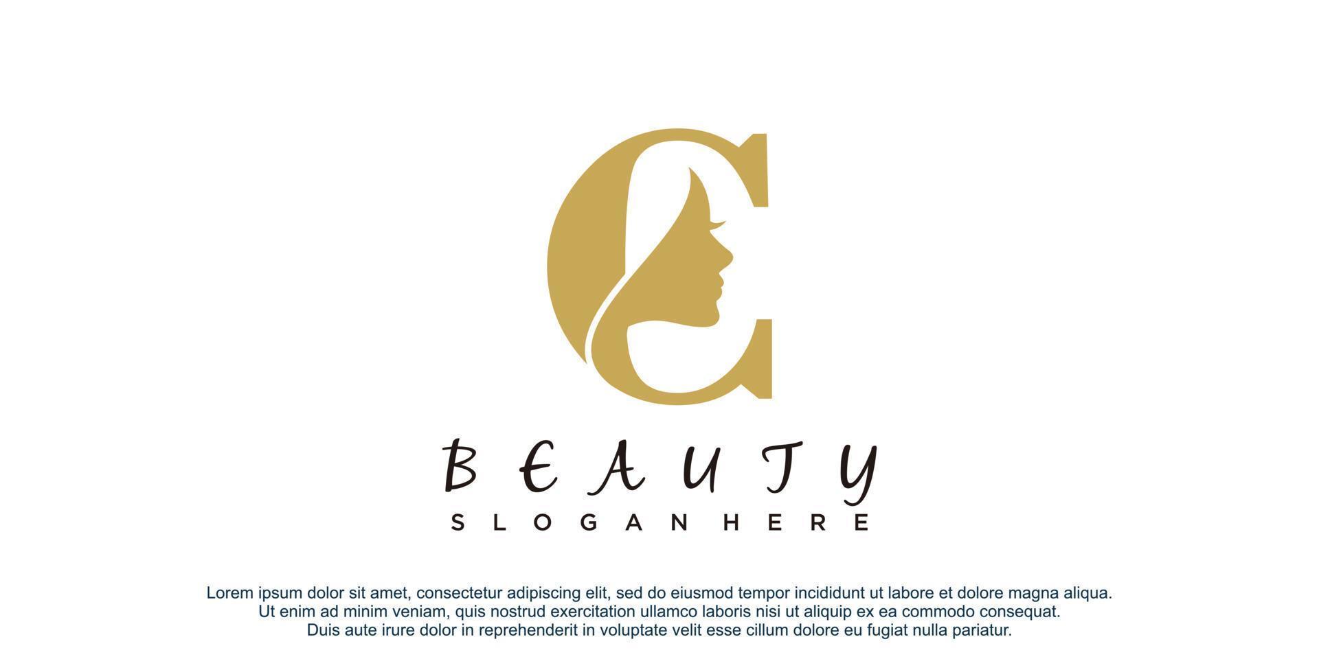Letter c with beauty concept logo design premium vector