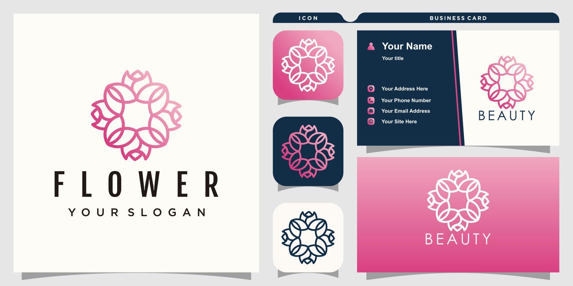 ilustración de logotipo de flor de belleza con vector premium de diseño creativo