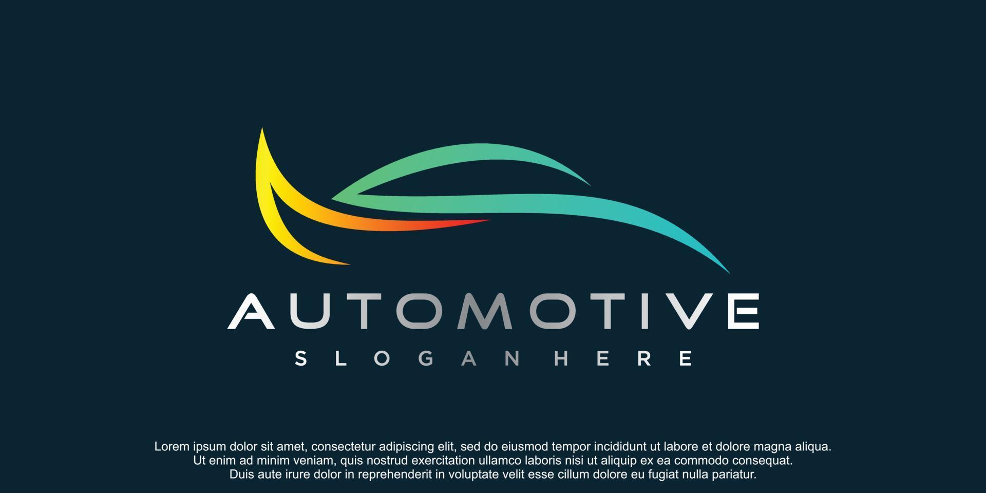 diseño de logotipo de coche con concepto de arte lineal vector