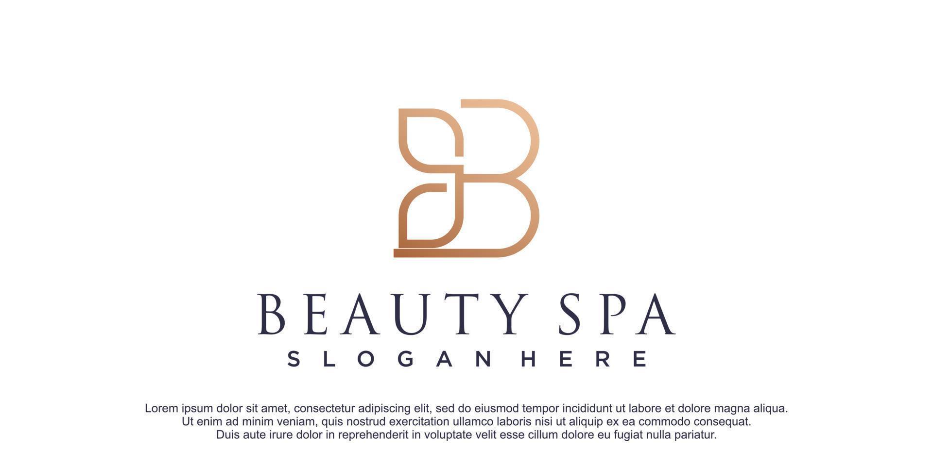 Luxury initial b with leaf element for beauty vector