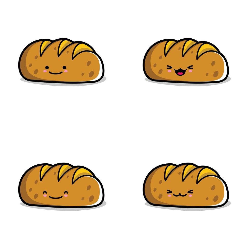 vector illustration of cute bread emoji