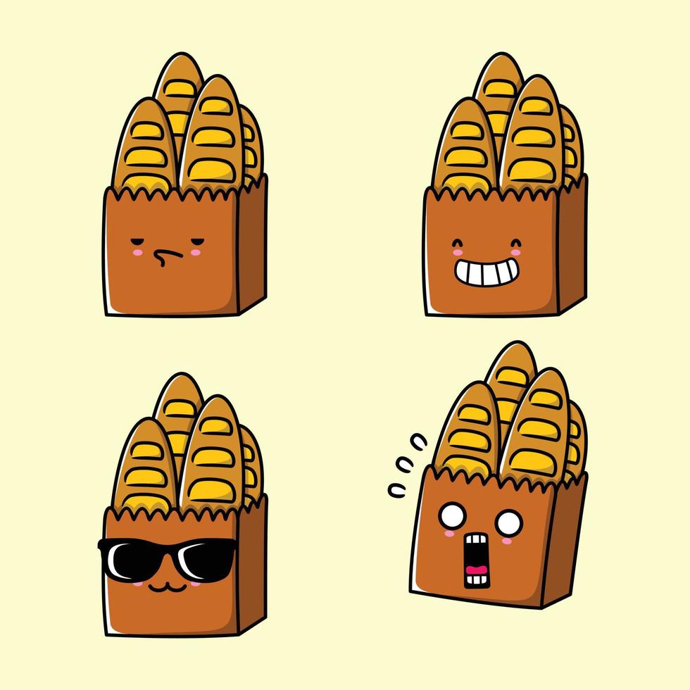 vector illustration of a paper bag filled with bread emoji