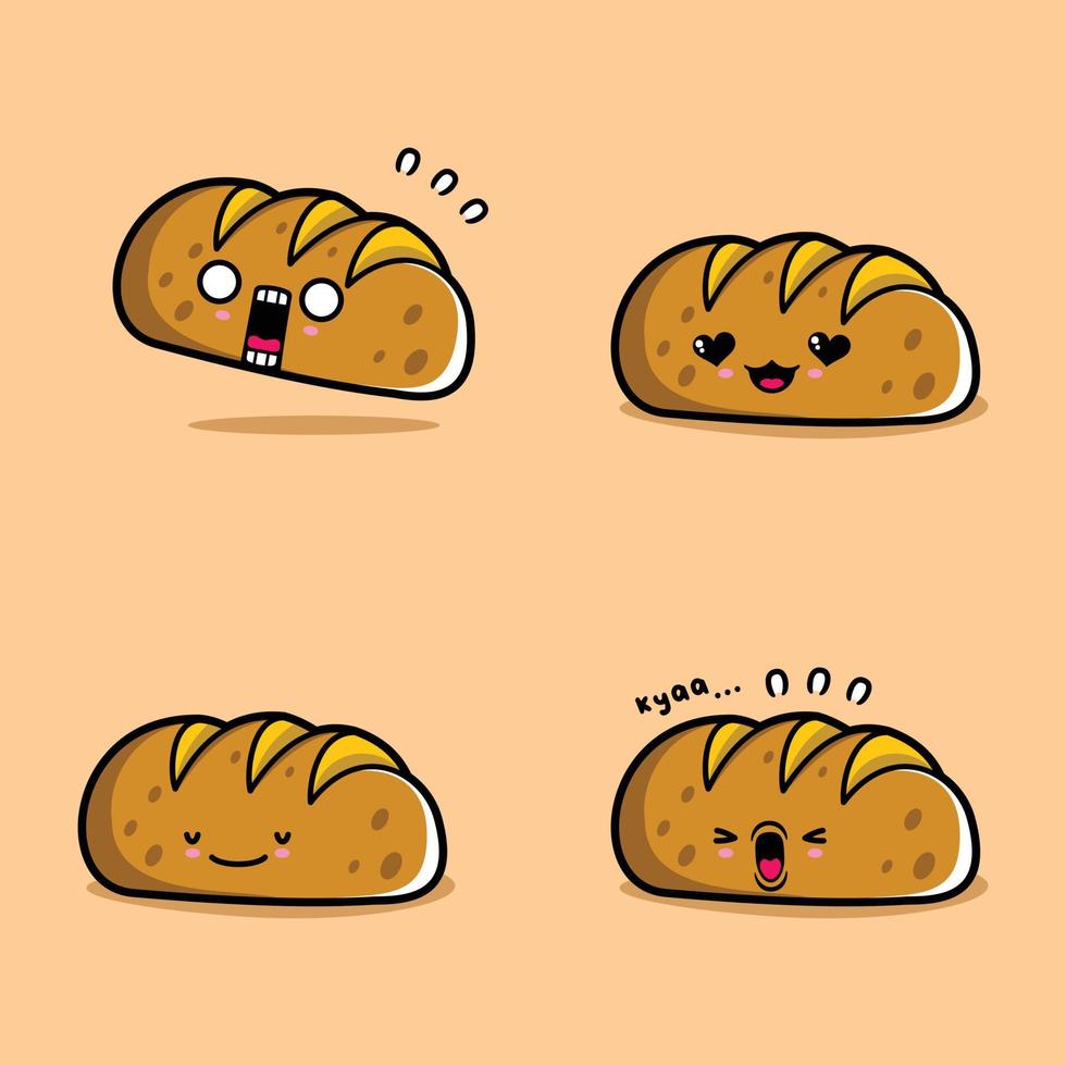 vector illustration of cute bread emoji 10521829 Vector Art at Vecteezy