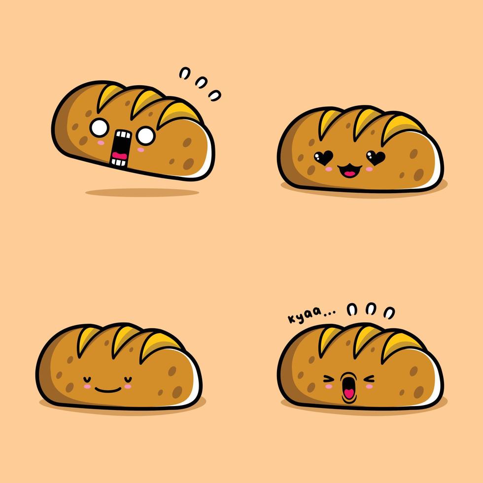 vector illustration of cute bread emoji