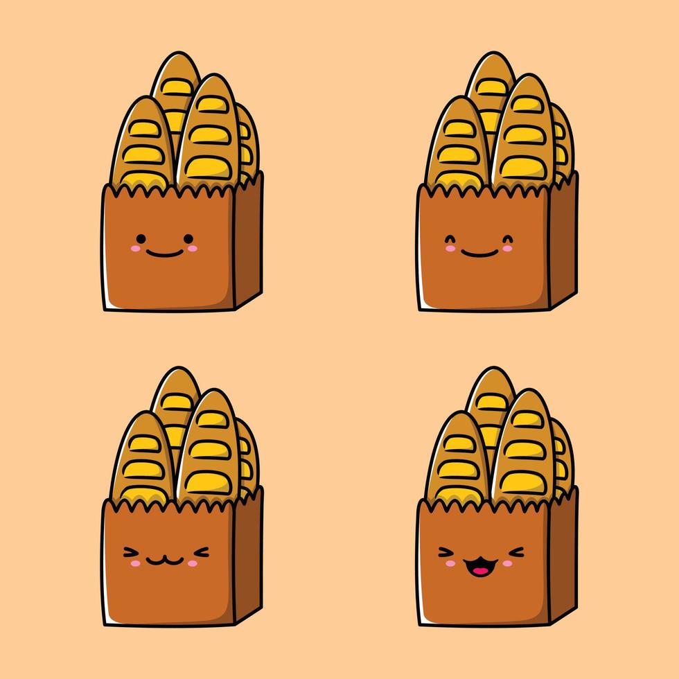 vector illustration of a paper bag filled with bread emoji