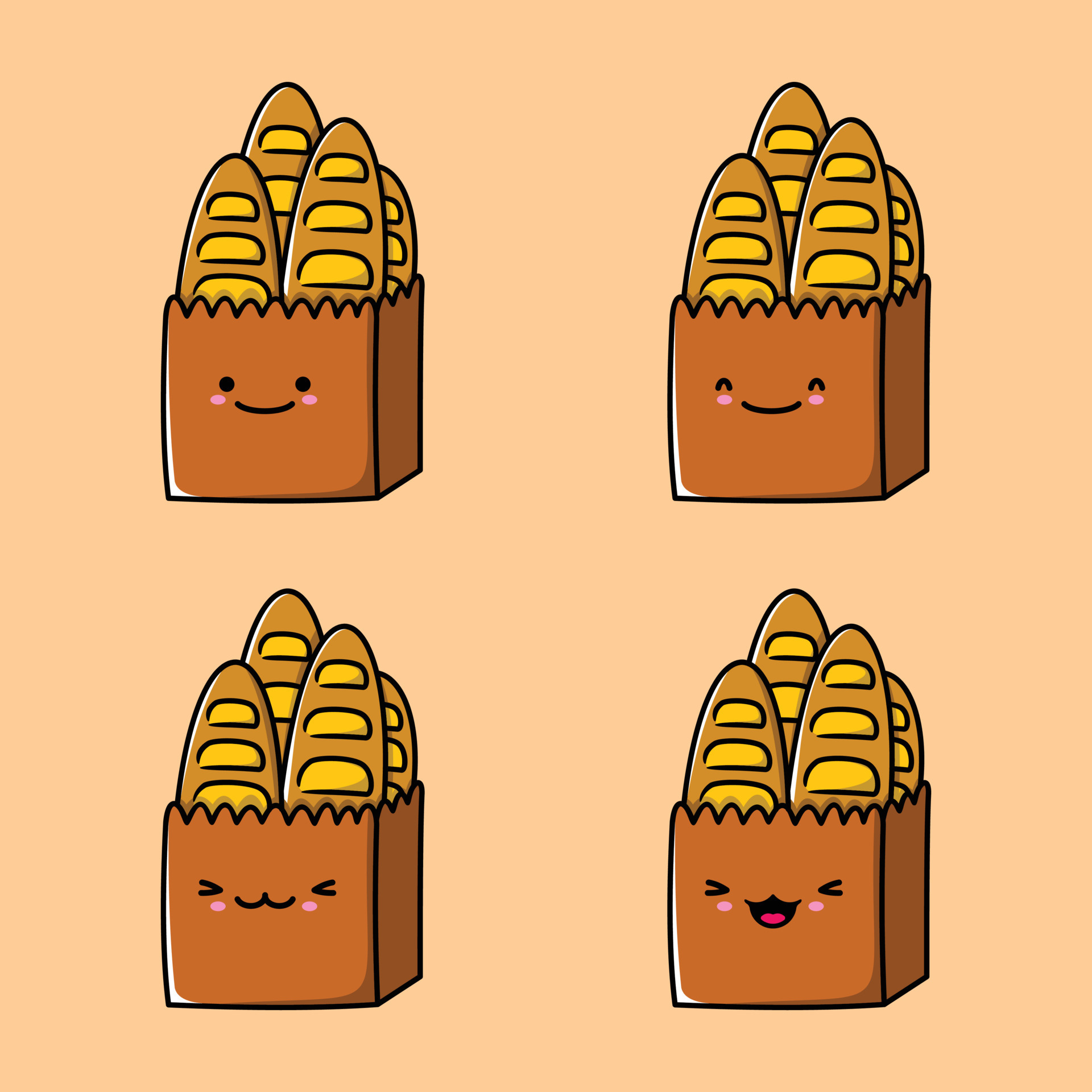 vector illustration of a paper bag filled with bread emoji 10521832