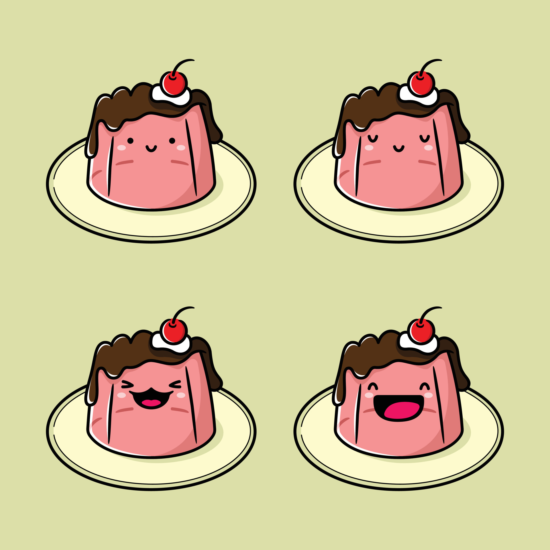 vector illustration of cute pudding emoji 10521839 Vector Art at Vecteezy