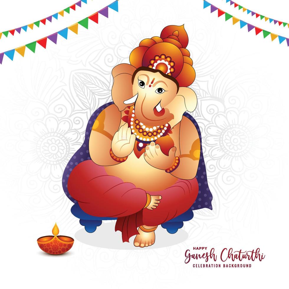 Happy ganesh chaturthi traditional greeting card background vector