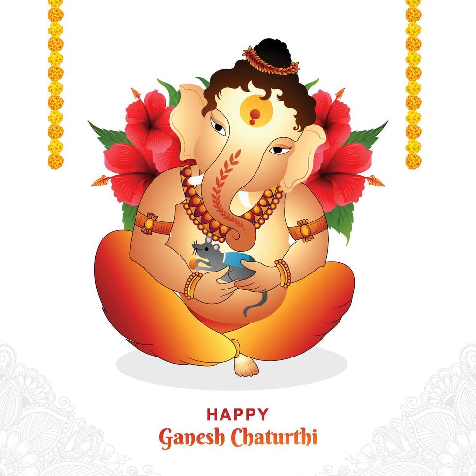 dios hindú señor ganesha festival fondo de tarjeta de vacaciones vector