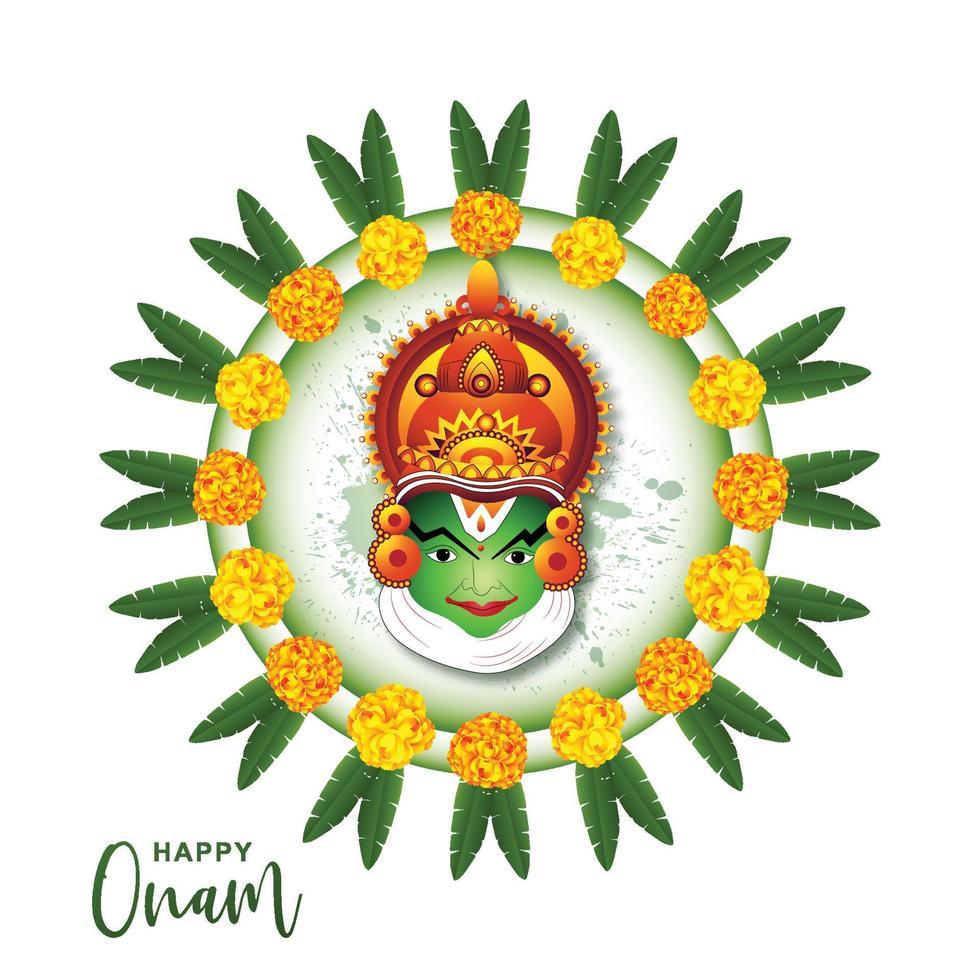 ilustración de la tarjeta de felicitación para el fondo onam del festival del sur de la india vector