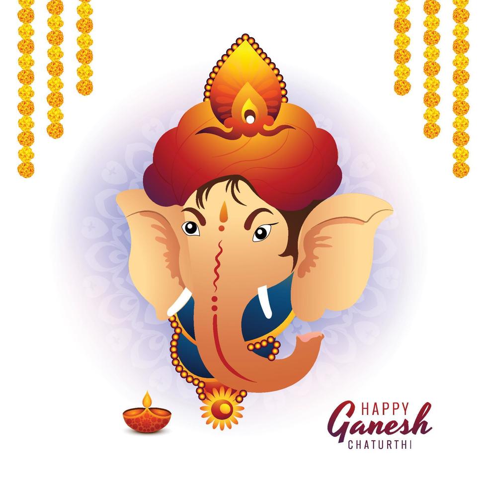 feliz celebración de ganesh chaturthi con oración al fondo de la tarjeta lord ganesha vector