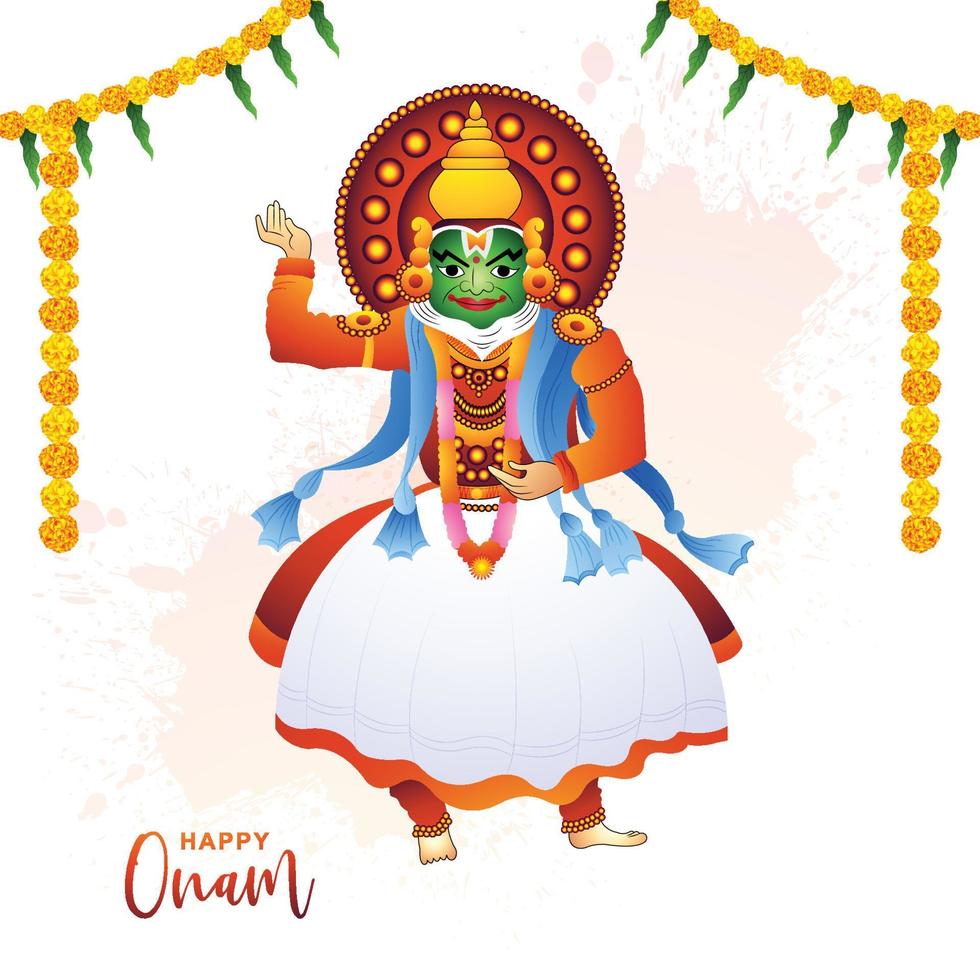 Happy onam festival of south india kerala on illustration design vector