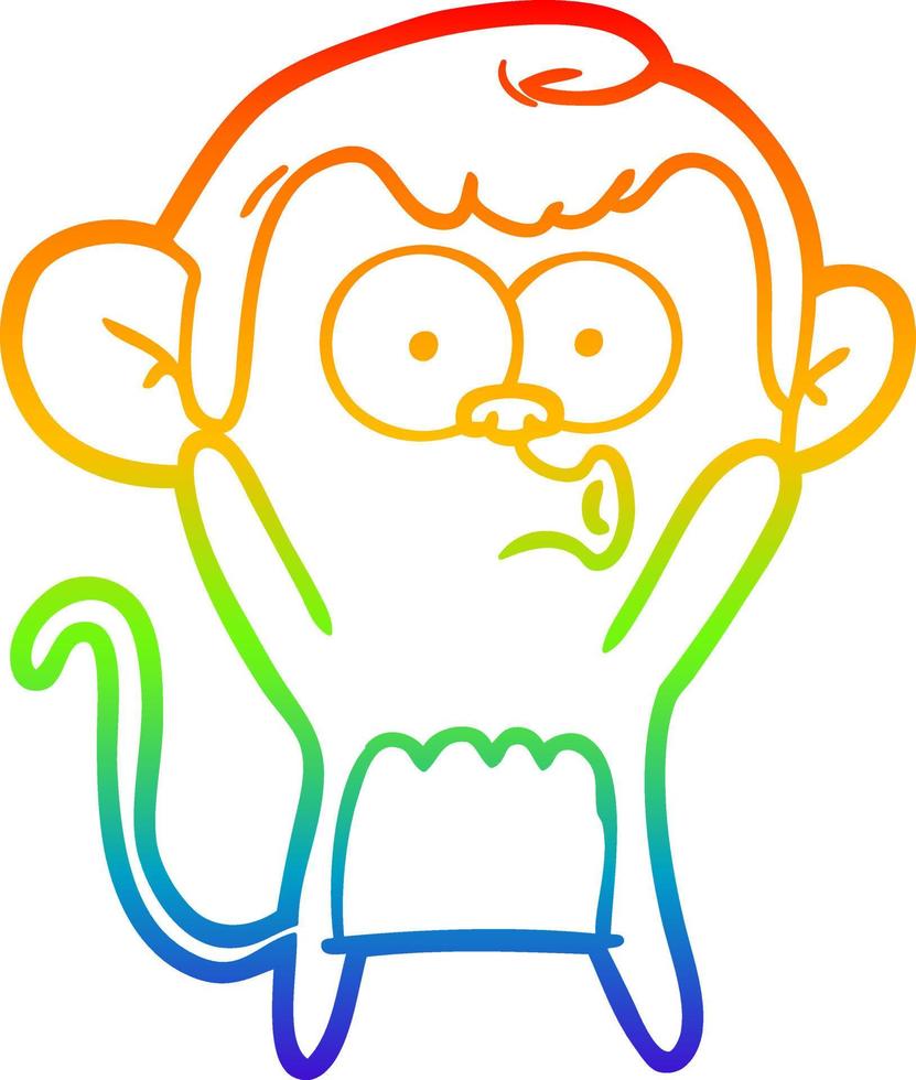 arco iris gradiente línea dibujo dibujos animados mono sorprendido vector