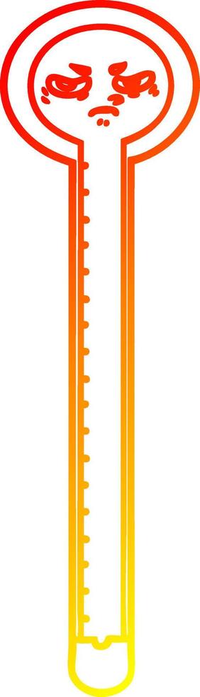 warm gradient line drawing cartoon thermometer vector