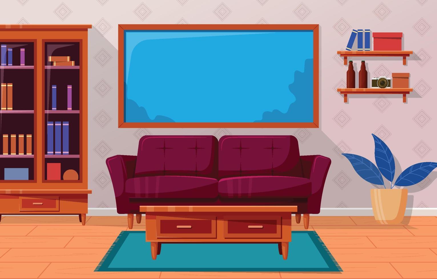 Living Room Interior Design with Furniture vector