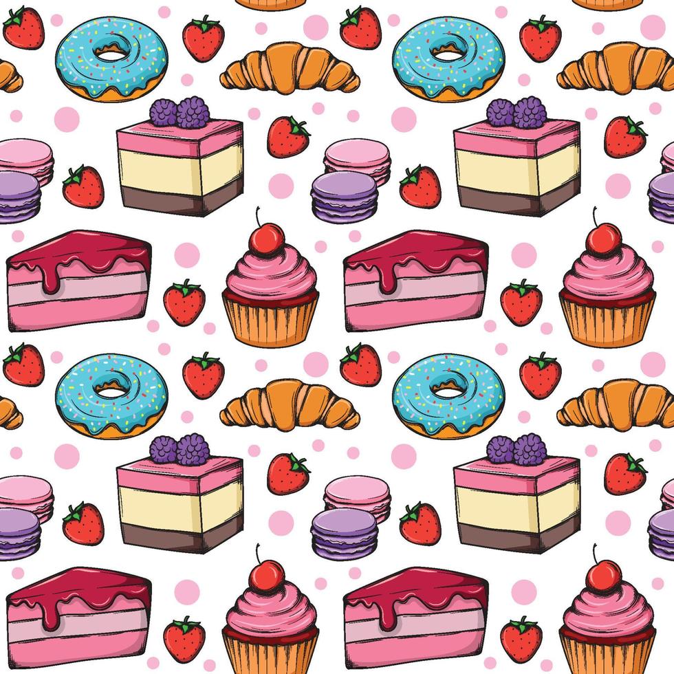 Hand Drawn Dessert Pattern vector