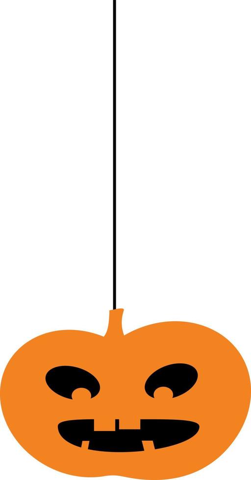 Pumpkin orange on a rope for Halloween. vector