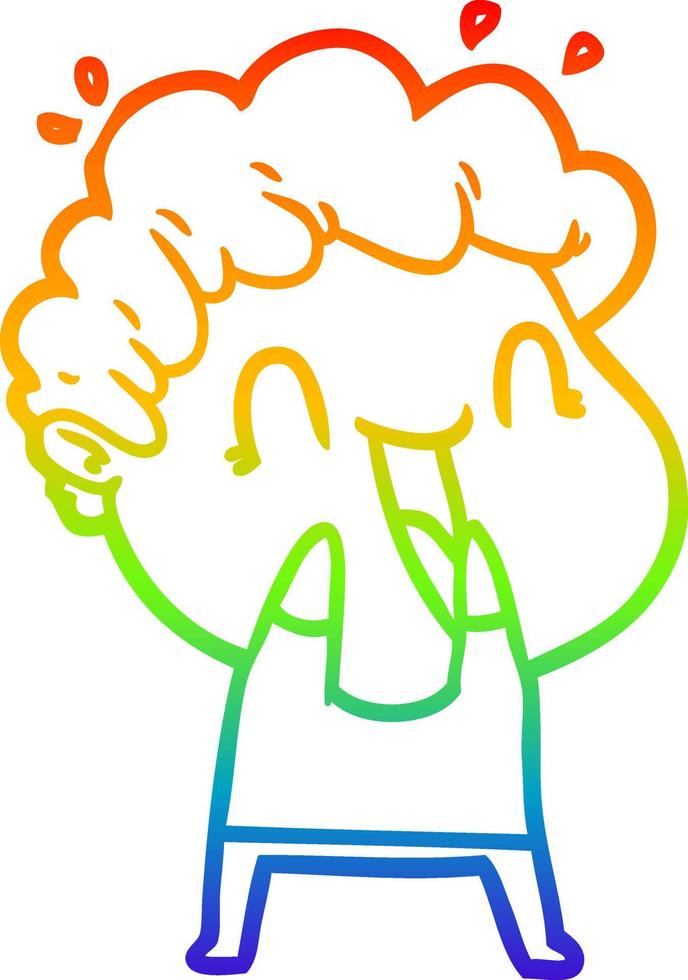 rainbow gradient line drawing cartoon happy man vector