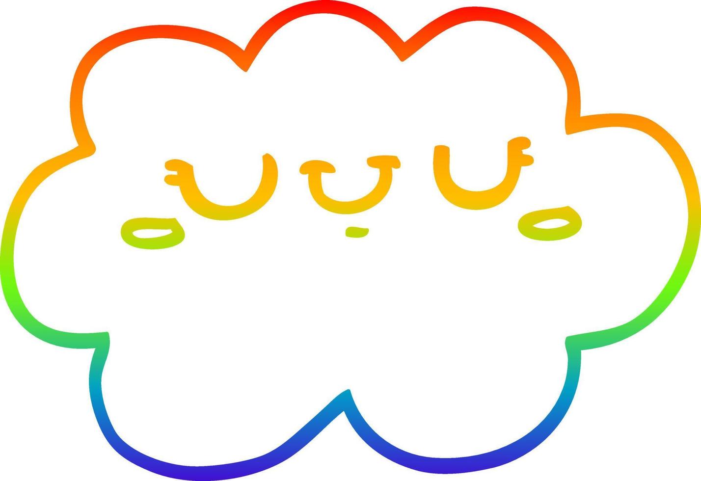 rainbow gradient line drawing cute cartoon cloud vector