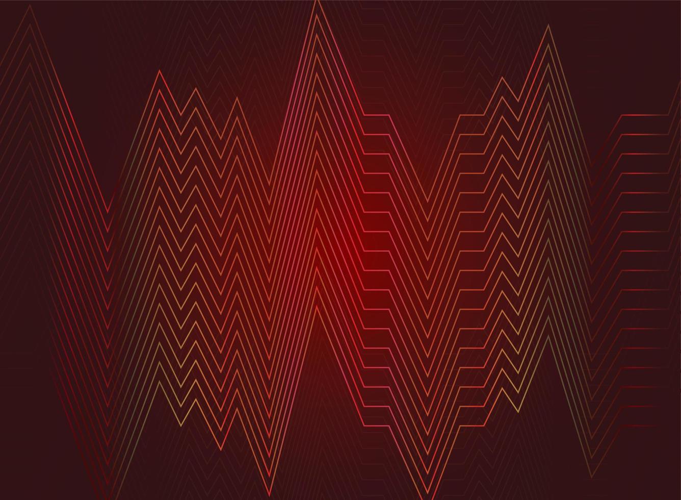 The lines of the ECG graph are arranged in a continuous wave pattern. and the gradation of red tones on the background of red vector