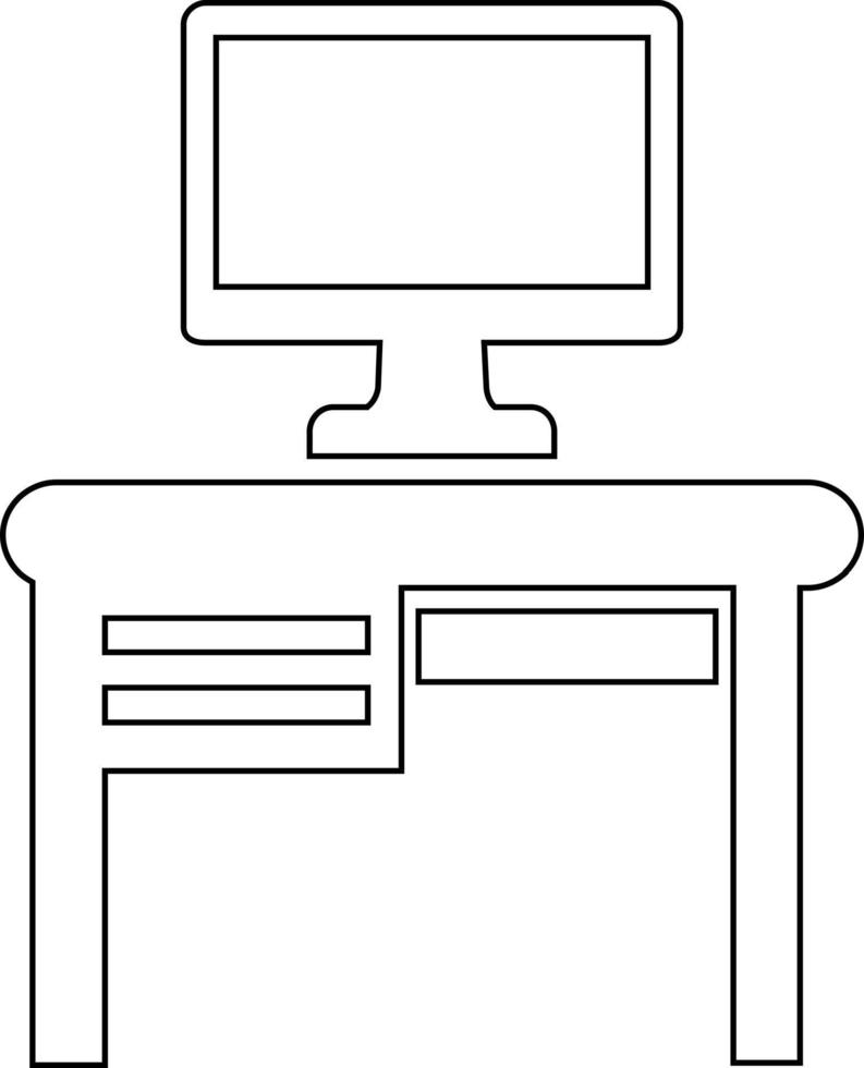 mesa con icono de muebles de computadora. vector