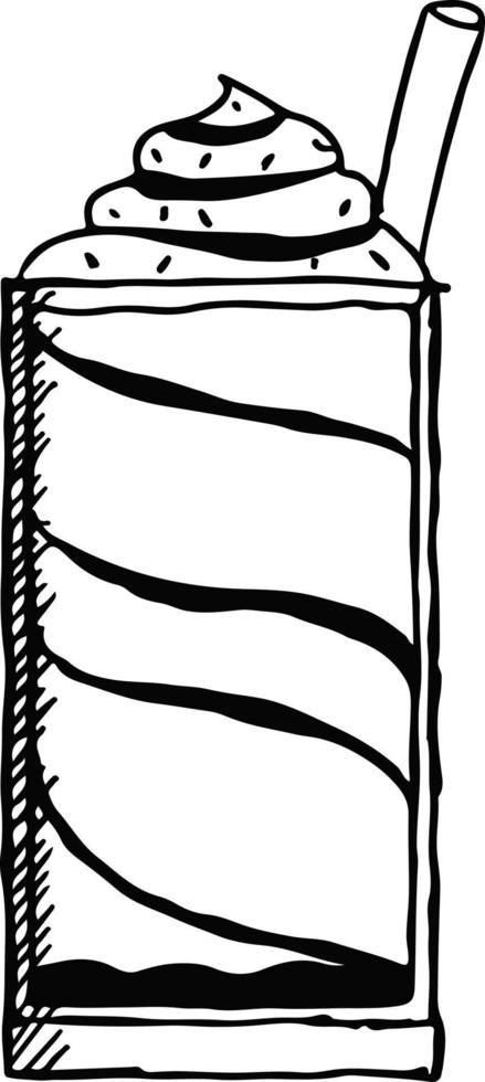 Milk cocktail with a straw. vector