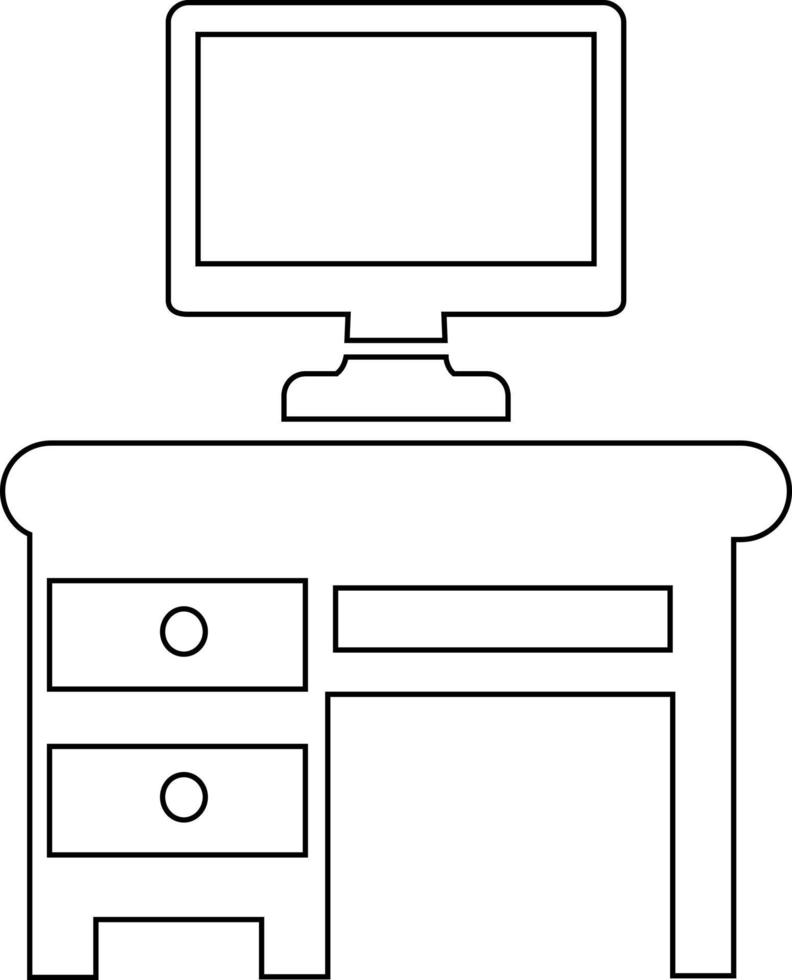 mesa con icono de muebles de computadora. vector