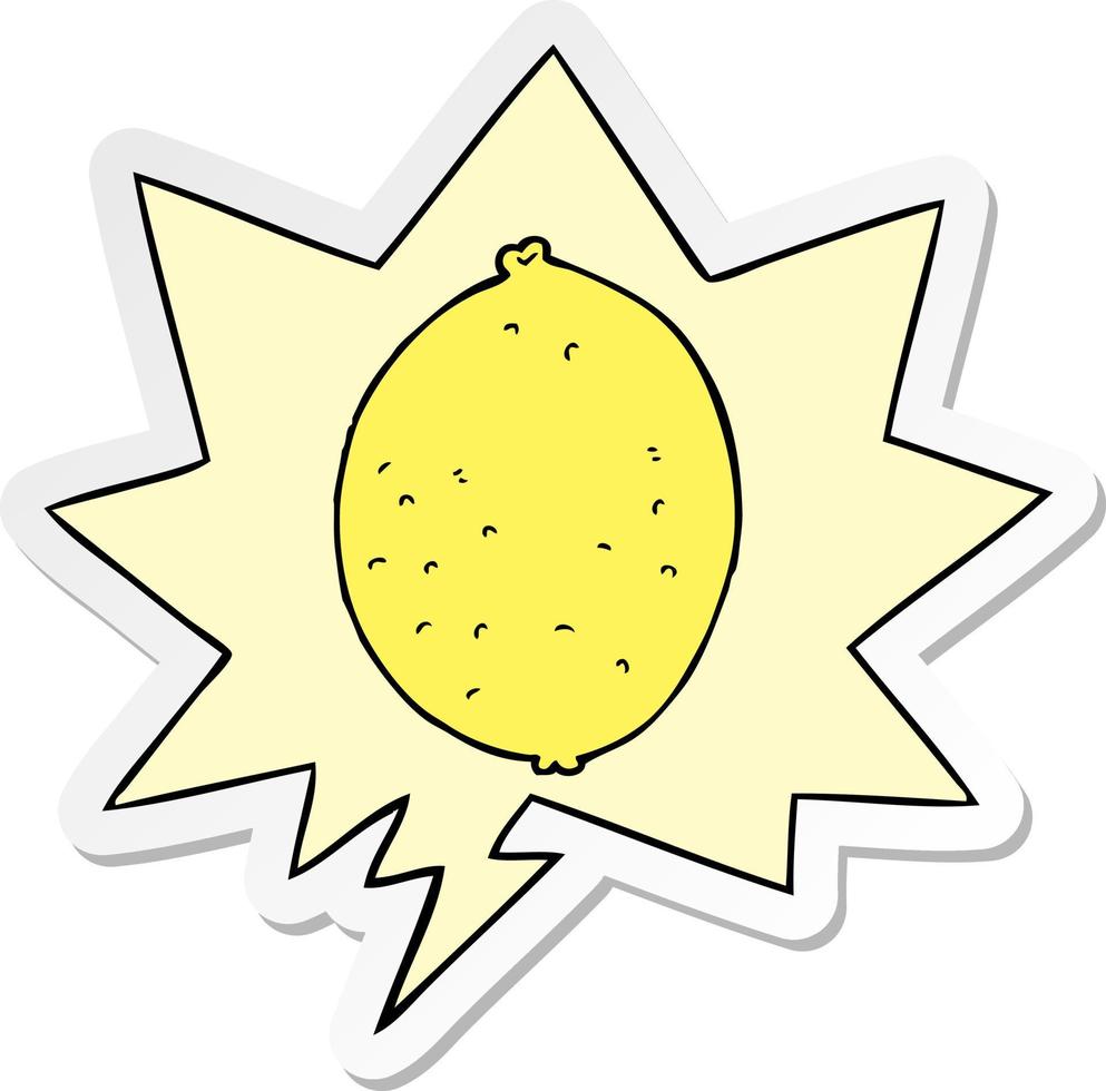 cartoon lemon and speech bubble sticker vector