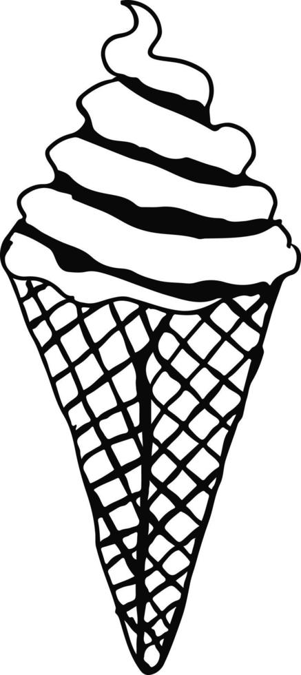 helado en una taza de waffle. vector