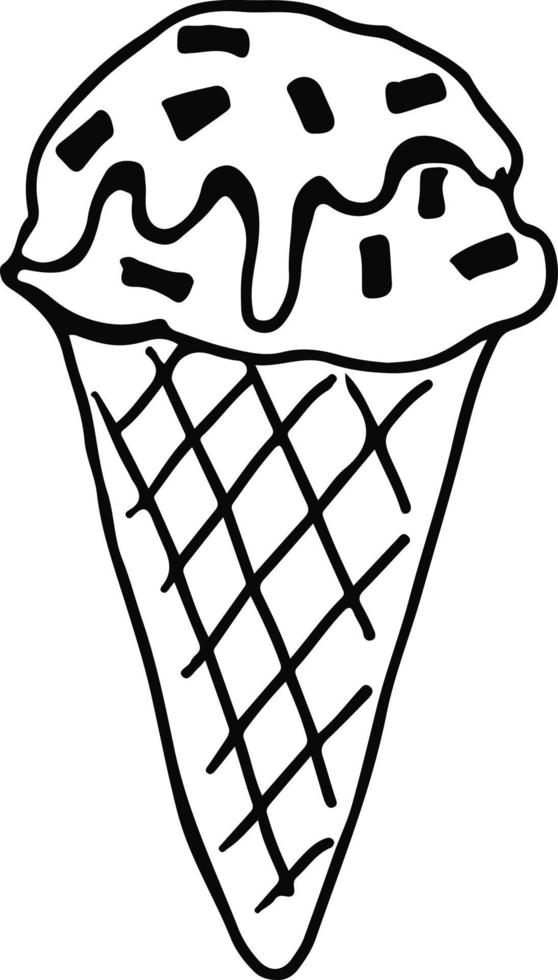 Ice cream in a waffle cone. vector