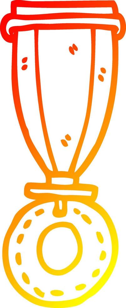 warm gradient line drawing cartoon medal vector