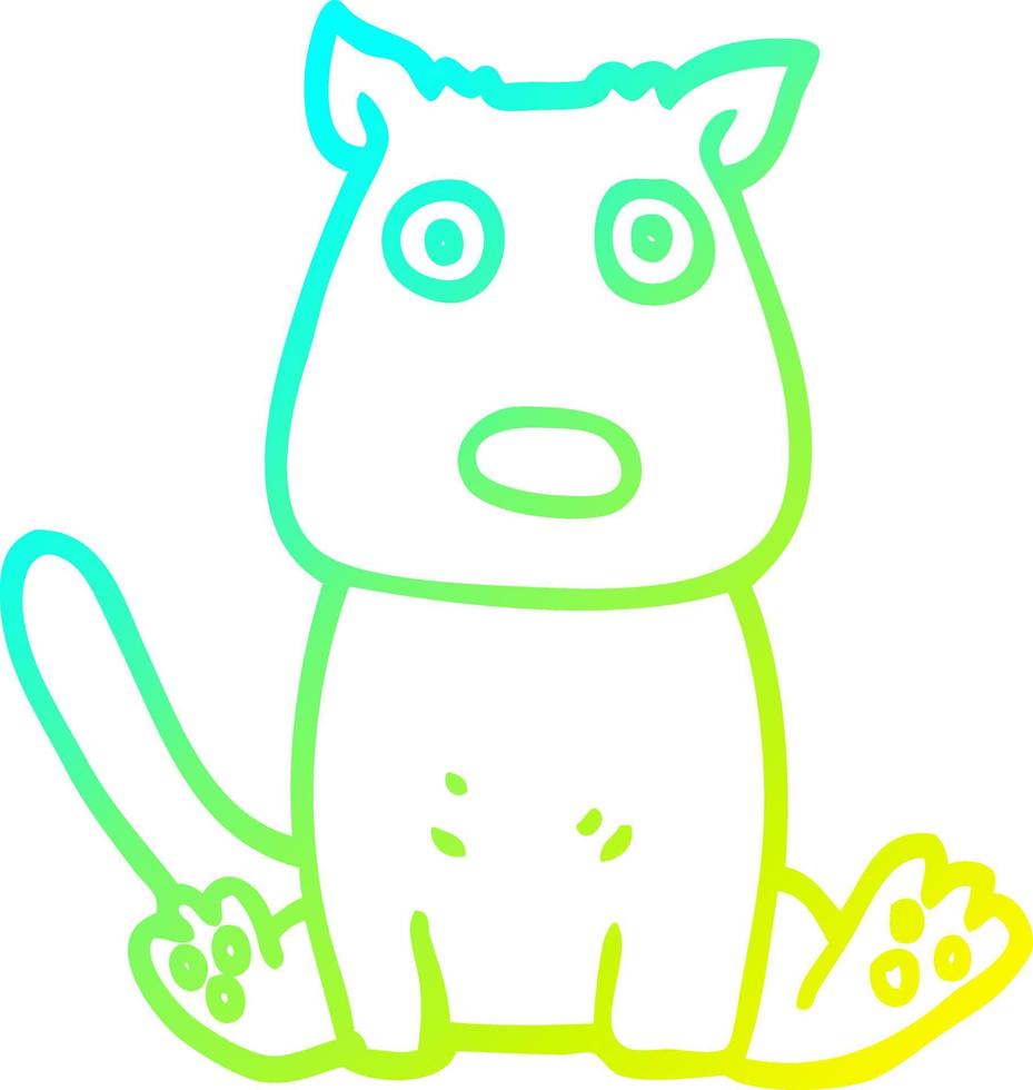 cold gradient line drawing cartoon calm dog vector