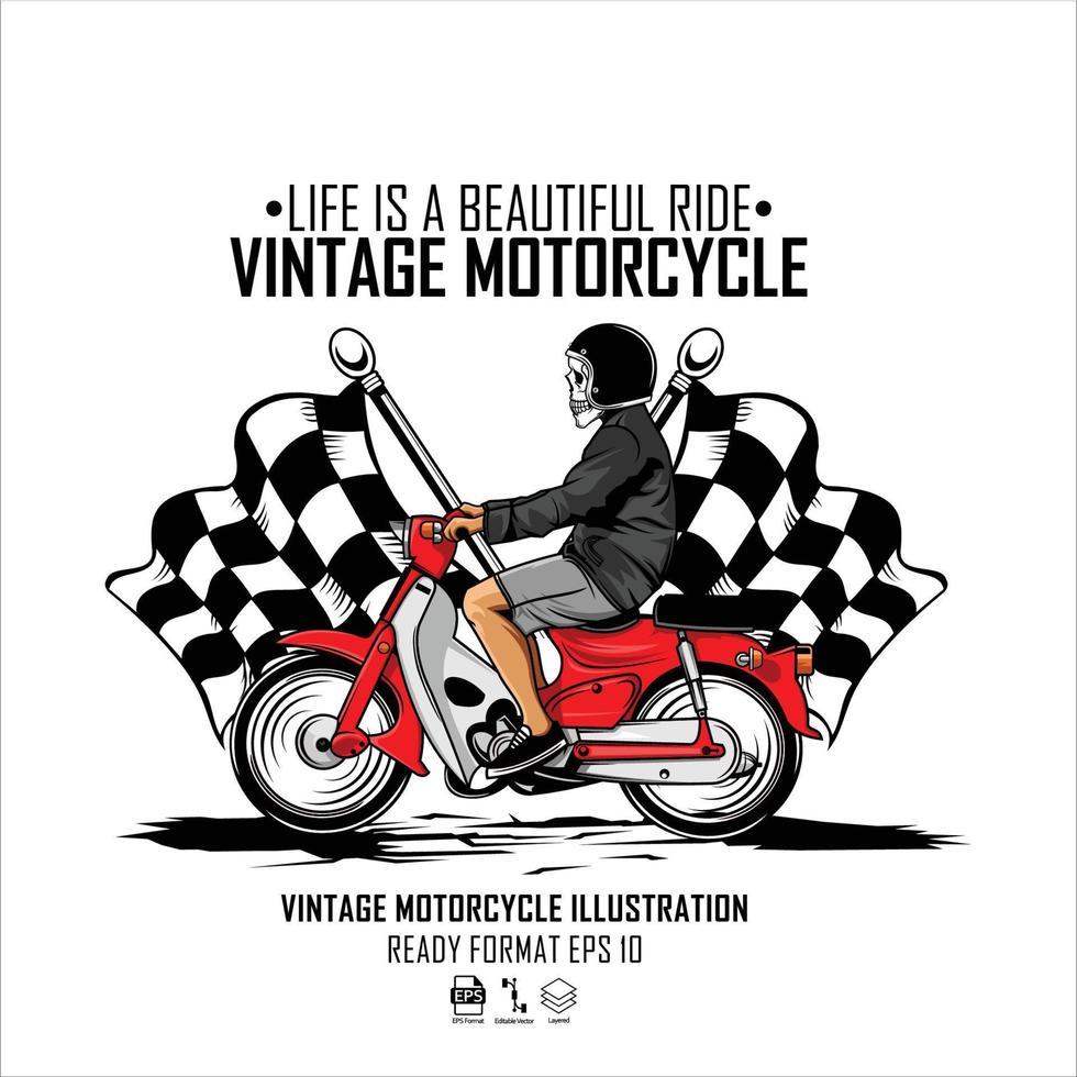 ilustración de motocicleta vintage con un fondo blanco vector