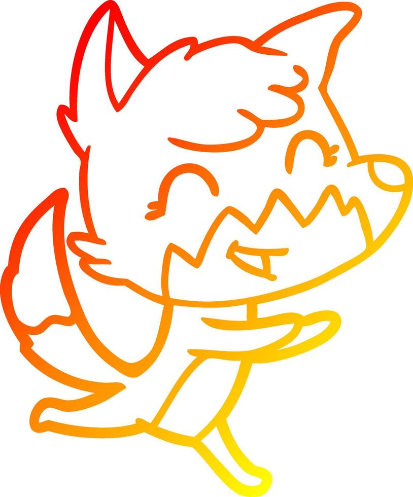 warm gradient line drawing happy cartoon fox vector