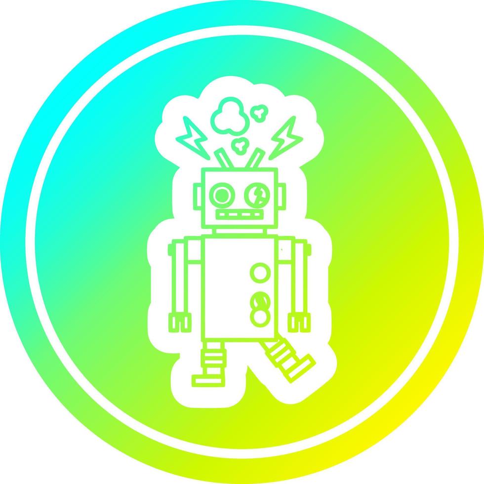 malfunctioning robot circular in cold gradient spectrum vector