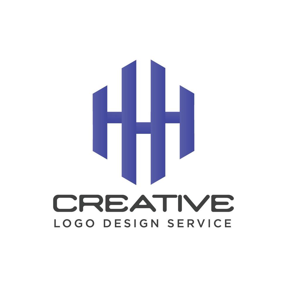 Gradient letter HH technology logo vector