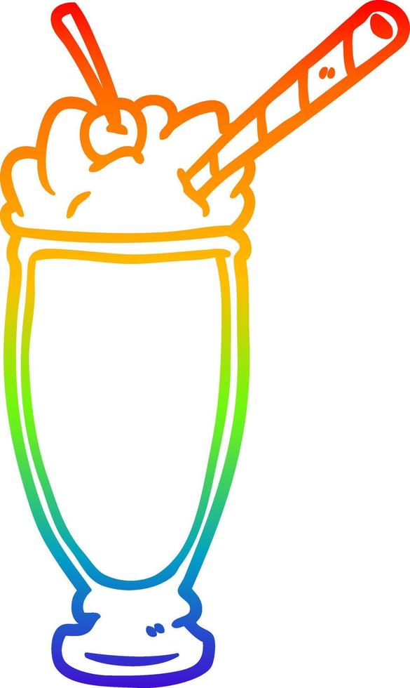 rainbow gradient line drawing milkshake vector
