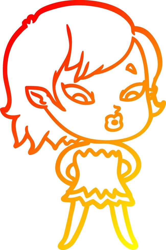 warm gradient line drawing cute cartoon vampire girl vector