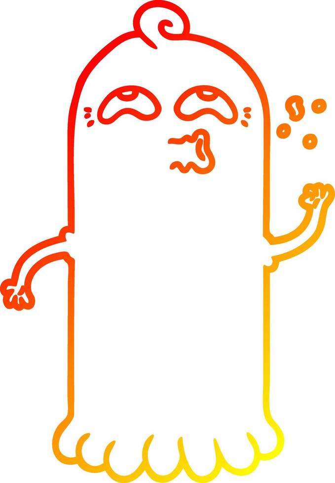 warm gradient line drawing cartoon ghost vector