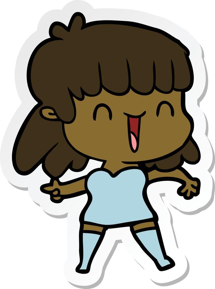 sticker of a cartoon woman vector