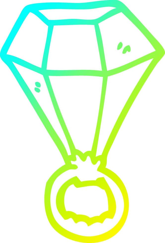cold gradient line drawing cartoon diamond ring vector