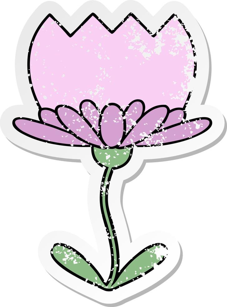 distressed sticker of a cute cartoon flower vector