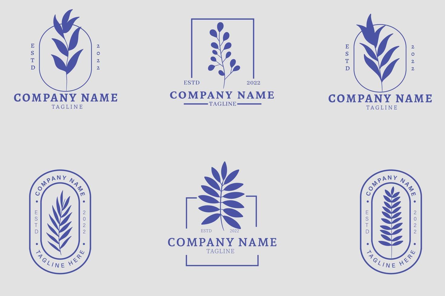 Minimalist Light Purple Leaf Leaves Tropical Logo Collection Style Gray Pastel. vector