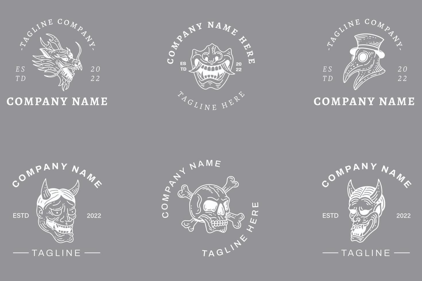 Mystical White Luxury Minimalist Symbol Logo Collection Gray Style